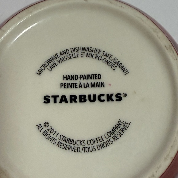 Starbucks 2011 Ceramic Leaf Design Red Ombre Hand-Painted Coffee or Tea Mug 12oz - Picture 7 of 9